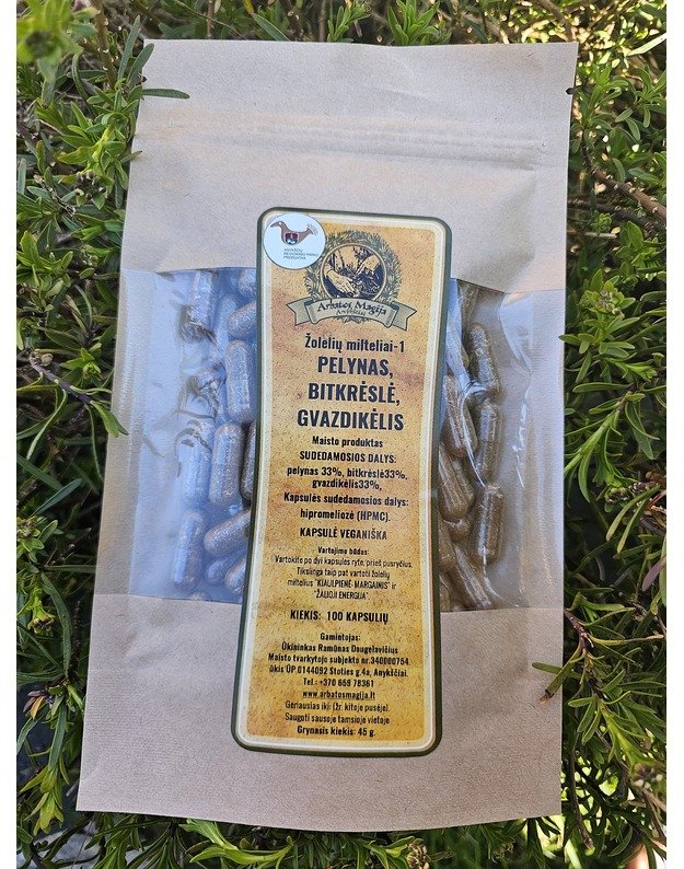 KAPSULĖS "PELYNAS, BITKRĖSLĖ, GVAZDIKĖLIS"