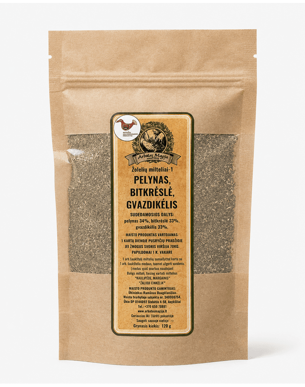 ,,PELYNAS, BITKRĖSLĖ, GVAZDIKĖLIS" Žolelių milteliai– 1 